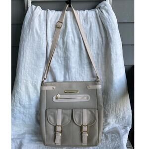 DAMSEL IN DEFENSE Bag Large Conceal Carry Embossed Vegan Leather Crossbody Beige